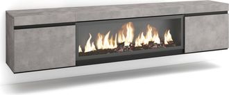 Skraut Home Skraut Home - Mueble Tv, Televisi&oacute;n, Muebles De Sal&oacute;n, Almacenaje, 210, Para Tv Hasta 80, Chimenea El&eacute;ctrica Xxl, Colgado, Suspendido, Estilo Moderno,