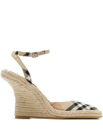 Burberry Mews Check espadrilles - women - Elastane/Linen/Flax/Cotton/Sheepskin/Rubber/Elastane/Linen/Flax - 38.5 - Neutrals