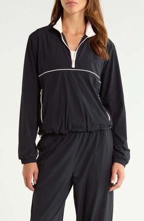 SPLITS59 Lyle Quarter Zip Performance Windbreaker in Black/creme at Nordstrom, Size X-Small