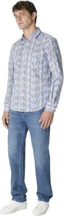Missoni Poplin Cotton Shirt With Zigzag Pattern in Blue at Nordstrom, Size 54 It