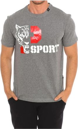 Plein Sport Korte Mouw T-shirt met Merkprint - Heren - Sportshirts - Grijs - L - Katoen - Fitness