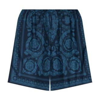 Versace Casual Shorts, male, Blue, Size: 2XL Barocco Silk Short