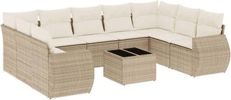 vidaXL Juego De Sof&aacute;s Jard&iacute;n Con Cojines Beige 10 Pzas Rat&aacute;n Sint&eacute;tico Vidaxl