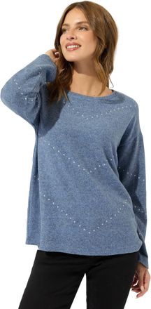 M&Co Womens Pearl Embellished Knitted Jumper - Womens Blue