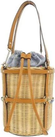Gucci Pre-owned Wicker Leather Handbag - Dames - Vintage Tas - Beige - ONE Size - Leer - Vintage