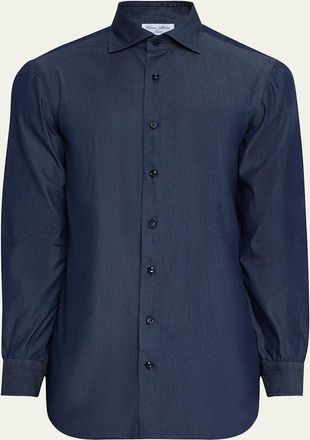 Cesare Attolini Mens Denim Sport Shirt