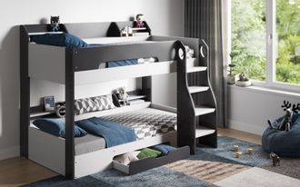 Flair Flick Bunk Bed with Storage in Grey | Size: Single