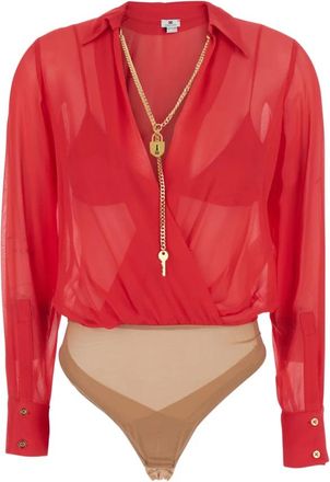 Elisabetta Franchi Georgette Top - Dames - Bodies - Rood - L - Tops