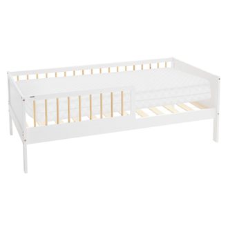 ML Design Ml-design - Cama Infantil Con Colch&oacute;n 80 X 160 Cm De Madera Maciza De Pino Blanco-beige, Lecho Individual Para Ni&ntilde;os Y Ni&ntilde;as Con Somier De L&aacute;minas Y P