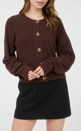 Blu Pepper Crewneck Button Down Cardigan in Brown at Nordstrom Rack, Size Large