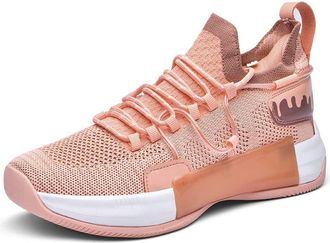Generic Mens Basketball Shoes are Breathable Lightweight Anti Slip Wear-Resistant Sports Training Boots Walking Shoes(Pink,4.5 UK)