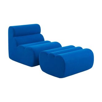 Sweeek Sill&oacute;n envasado al vac&iacute;o de tela con reposapi&eacute;s, azul el&eacute;ctrico
