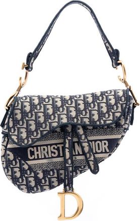 Dior Pre-owned Dior Oblique Embroidered Canvas Saddle Bag Ladies 50-MA-0211