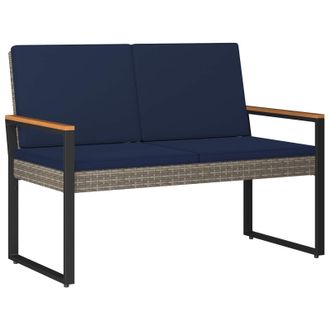 vidaXL Banco De Exterior Con Coj&iacute;n Gris Y Azul Marino 107 X 61 X 80 Cm Vidaxl