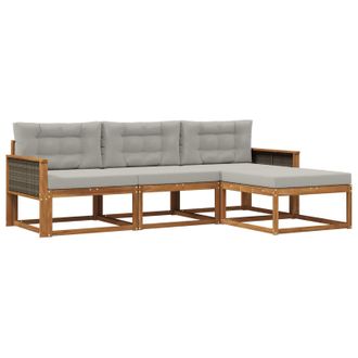 vidaXL Conjunto De Sof&aacute;s De Exterior 4 Pcs Natural Y Gris Claro Vidaxl