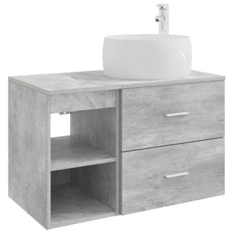 vidaXL Juego De Muebles De Ba&ntilde;o 2 Pcs Gris Hormig&oacute;n Vidaxl