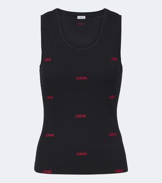 Loewe Logo ribbed-knit cotton-blend jersey tank top