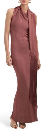 Mango Shawl Sleeveless Knit Maxi Dress in Russet at Nordstrom, Size 6