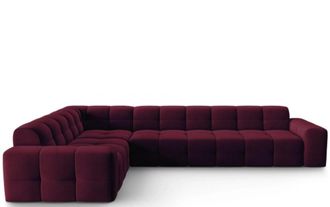 BLOOMINGLOFT 6-Sitzer Design Ecksofa Kendal Bezug: Aubergine