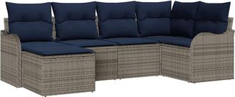 vidaXL Conjunto De Sof&aacute; De Jard&iacute;n Gris Rat&aacute;n Sint&eacute;tico Vidaxl