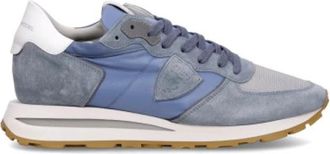 Philippe Model Leren Tropez Sneakers met Katoenen Veters - Heren - Sneakers - Blauw - 44 EU - Katoen - Schoenen
