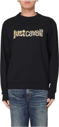 Just Cavalli Zwarte dierenprint trui - Heren - Sweatshirts - Zwart - M - Katoen - Hoodies & sweatvesten