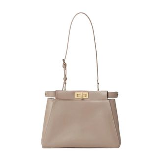 Fendi Peekaboo Small - Dames - Schoudertassen - Beige - ONE Size - Leer - Tassen