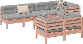 vidaXL Set De Sof&aacute;s Jard&iacute;n 8 Pzas Con Cojines Madera De Abeto Douglas Vidaxl