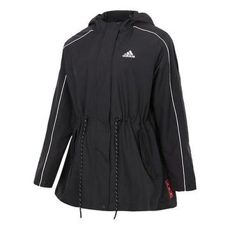 adidas (WMNS) adidas Cny Jkt Warm Sports Lacing Woven Fleece Lined Hooded Jacket Black GP0625
