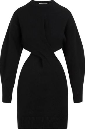 Alexander McQueen Wool Mini Dress - Dames - Kleedjes - Zwart - XS - Wol - Kleedjes