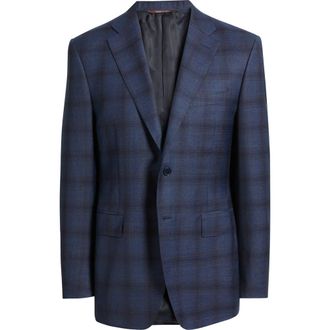 Canali Siena Regular Fit Ombr&eacute; Check Super 130s Wool Sport Coat in Navy at Nordstrom Rack, Size 38 Us / 48 Eu