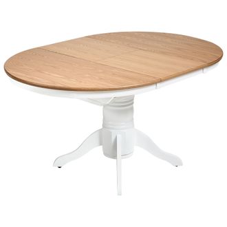 Beliani Mesa De Comedor Extensible Vintage Retro Con Pedestal 106/150 Cm De Madera Oscura De Fresno Akron
