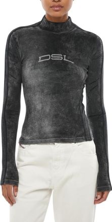 Diesel Grey Logo Mock Collar Sweater