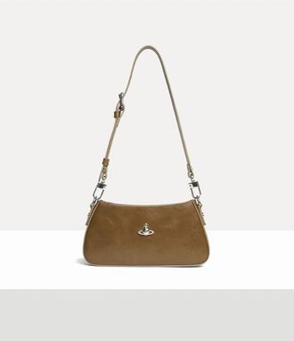 Vivienne Westwood Tasha Shoulder Phone Bag Shiny Veget Tanned Oyster-grey