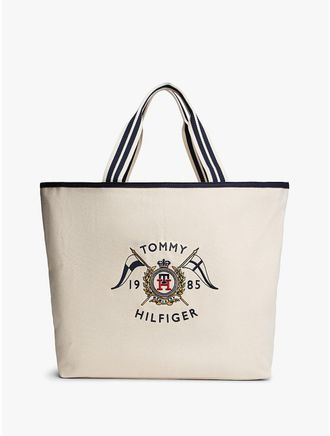 Tommy Hilfiger Nautical Crest Canvas Tote Bag - Beige
