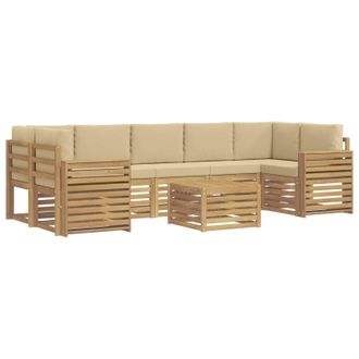 vidaXL Set Di Divani Da Esterno 8 Pz Bianco E Beige Poliestere Vidaxl