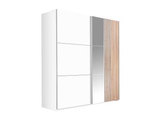 Vente-Unique Armario 2 puertas - Con espejo - An.203 cm - Blanco y natural claro - ADOSILA