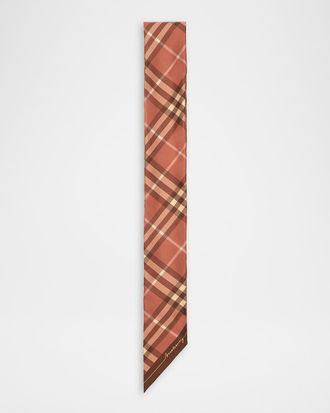 Burberry Skinny Contrast Check Silk Scarf