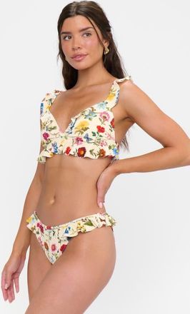 Show me your Mumu Rosemary Ruffle Bottom in French Floral Rib Scrunch at Nordstrom, Size X-Small