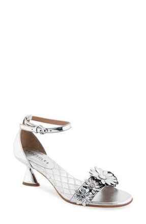 Aerosoles Jazzier Ankle Strap Sandal in Silver Mirror Floral Leather at Nordstrom Rack, Size 8.5