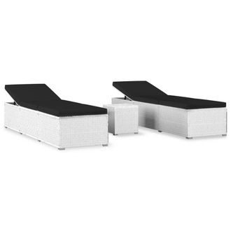 vidaXL Vidaxl - Tumbonas De Jard&iacute;n Y Mesita 3 Piezas Rat&aacute;n Sint&eacute;tico Blanco