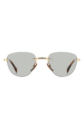 David Beckham 51mm Rimless Square Sunglasses in Gold Brown Horn/Grn Ft Ar at Nordstrom
