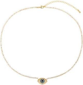 Eye Candy Los Angeles Riley Cubic Zirconia Evil Eye Pendant Tennis Necklace in Gold at Nordstrom Rack