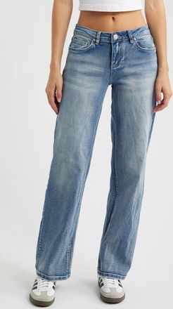 YMI Bella Star Pocket Wide Leg Jeans in Light Blue at Nordstrom, Size 11