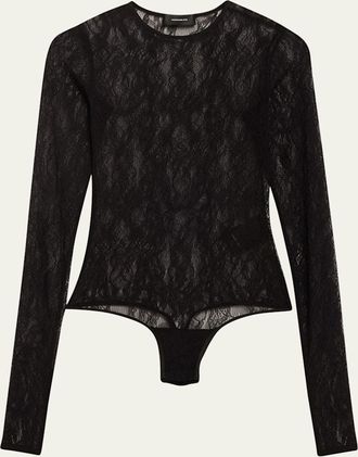 Wardrobe.NYC Lace Long-Sleeve Bodysuit