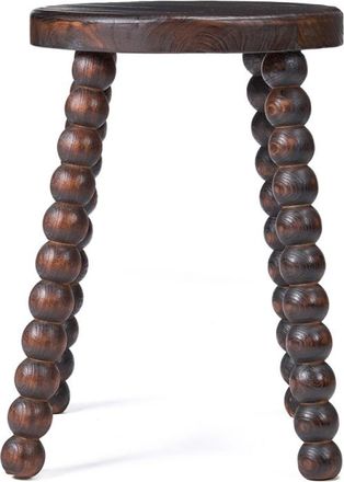 Bazar Bizar Taburete de madera de mango en nogal oscuro 35x35x50 cm