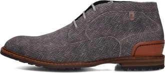 Floris Van Bommel Grijze Veterschoenen Sfm-50159 Crepi - Heren - Veterlaarzen - Grijs - 41 1/3 EU - Wol - Schoenen