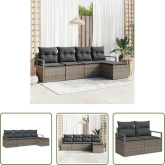 vidaXL Divani esterni - Set di divani 5 pcs Grigio polyrattan