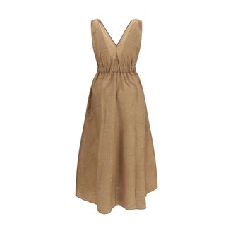 Brunello Cucinelli Womens Beige Cotton Casual Dress