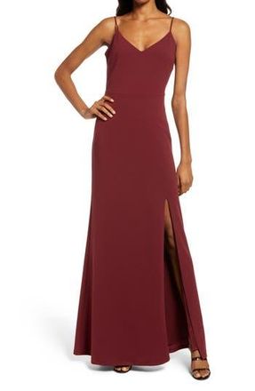 Wayf The Abigal Cowl Back Side Slit Gown in Merlot at Nordstrom Rack, Size X-Large